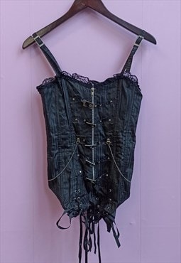Amazing 00s Y2K emo goth black corset