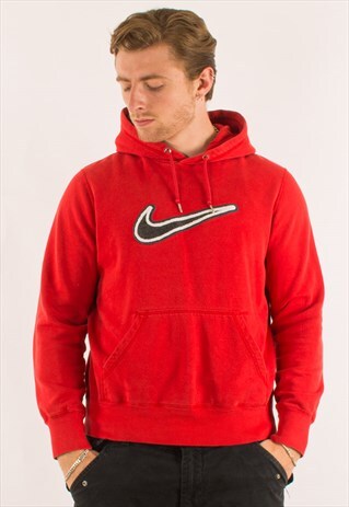 VINTAGE 90S RED SWOOSH NIKE HOODIE PULLOVER