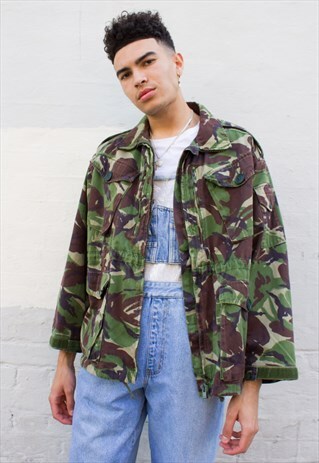 VINTAGE CAMOUFLAGE COMBAT SMOCK JACKET MULTI POCKETS ARMY
