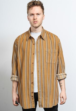 VINTAGE CORDUROY CORD STRIPED SHIRT