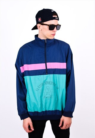 VINTAGE 80S COLOUR BLOCK LIGHTWEIGHT 1/4 ZIPPER JACKET