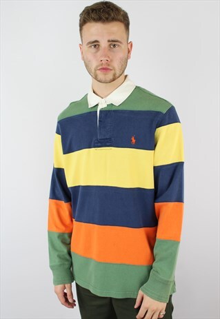 RALPH LAUREN STRIPED LS RUGBY POLO SHIRT