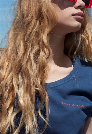 LOVE LARNIES BLUE EMBROIDERED T-SHIRT