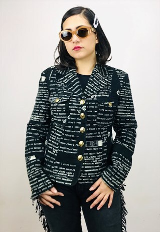 VINTAGE MOSCHINO BLUE/WHITE PRINTED BLAZER JACKET