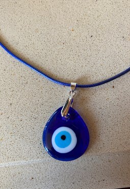 evil eye teardrop glass pendant necklace 