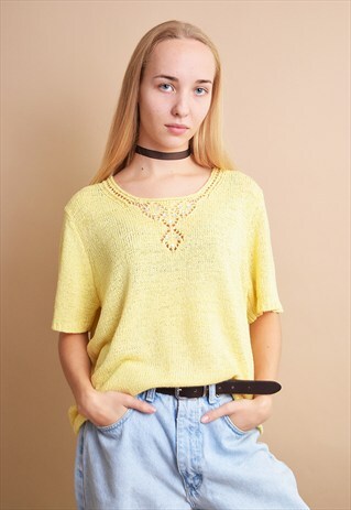 90'S RETRO MINIMALIST PASTEL KNITTED MOMS TOP BLOUSE