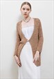 VINTAGE Y2K GRUNGE BROWN KNITTED ONE BUTTON CARDIGAN XS/S