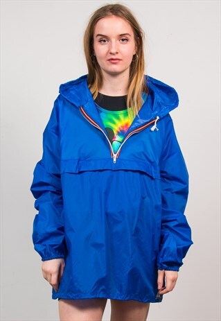 VINTAGE BLUE QUARTER ZIP CAGOULE WINDBREAKER