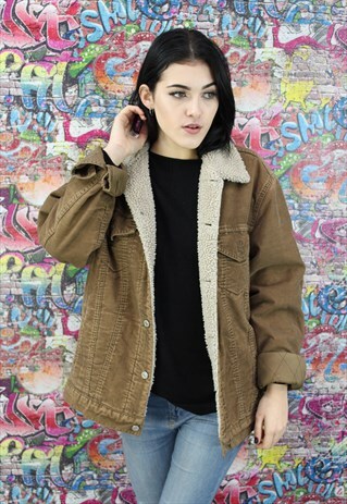 LEVI'S 80S SHERPA FLEECE LINED VINTAGE CORD DENIM JACKET.