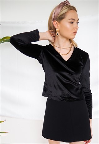 VINTAGE MOSCHINO VELVET LONG SLEEVE TOP