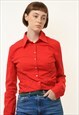 Versace Red Long Sleeve Shirt Buttons Up Blouse 4483