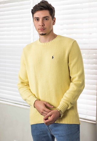 VINTAGE POLO RALPH LAUREN JUMPER SWEATER LOGO 90S M 19.7