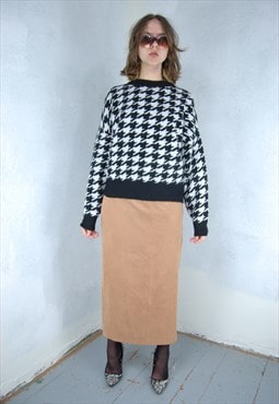 Vintage y2k soft baggy tailored abstract knitted jumper 