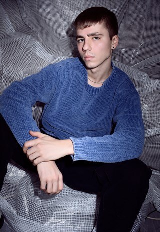 RARE VINTAGE STONE ISLAND BLUE THICK KNITTED JUMPER