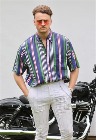 NAUTICA USA VINTAGE VARSITY STRIPED SHIRT