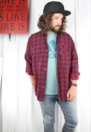 VINTAGE CHECK FLANNEL OVERSIZED GRUNGE INDI SHIRT