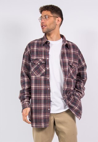 90S CHECKED FLANNEL SHIRT SNAP FASTEN