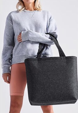 Women's Felt Shoulder Tote Bag - Dark Grey Black