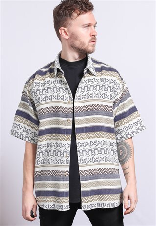 VINTAGE AZTEC PATTERNED SHIRT