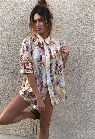 PATTERNED OVERSIZED RETRO VINTAGE UNISEX FESTIVAL SHIRT