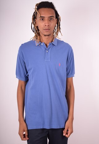 POLO RALPH LAUREN MENS VINTAGE POLO SHIRT XL BLUE 90S