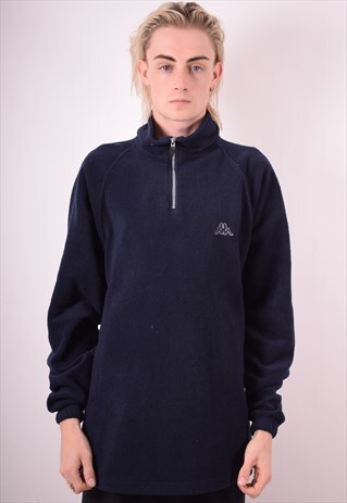 KAPPA MENS VINTAGE FLEECE JUMPER LARGE BLUE 90S