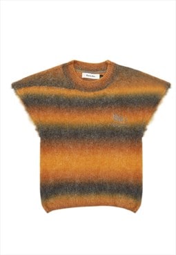 Soft woolen vest fluffy sweater knitted jumper in orange 