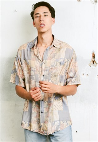 VINTAGE 90S PATTERNED SILK SHIRT