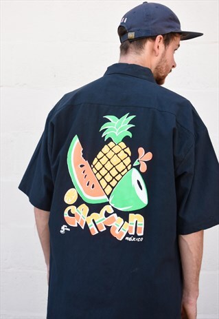 VINTAGE TROPICAL FRUIT PRINT SHIRT