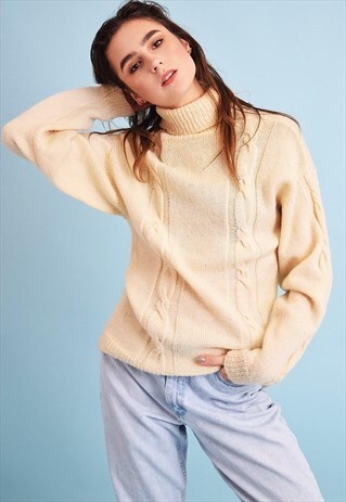 LOVELY 90'S RETRO NEUTRAL KNIT OVERSIZED MOMS JUMPER TOP