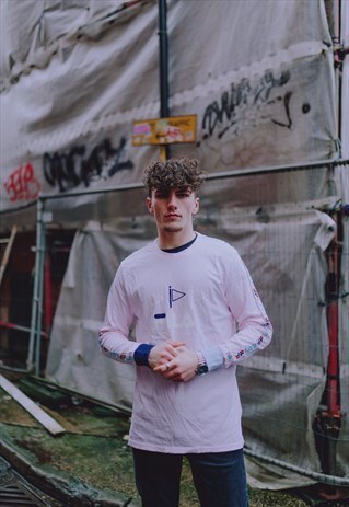 BABY PINK MULTICOLOURED FILA SPELL OUT TOP