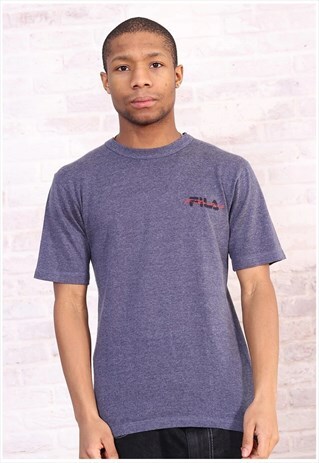 VINTAGE FILA PRINT LOGO T-SHIRT BLUE