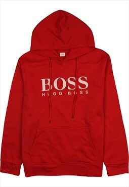 Vintage 90's HUGO BOSS Hoodie Pullover Spellout Red XXLarge