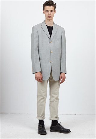 VINTAGE BLUE BEIGE HUGO BOSS CHECKERED BLAZER JACKET