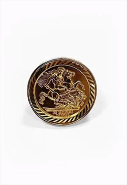 54 Floral Sovereign Medallion Circle Signet Ring - Gold