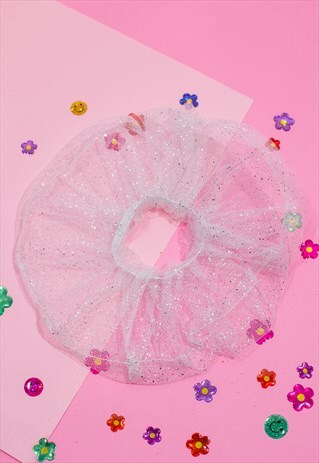 STACY - FESTIVAL GLITTERING PINK SCRUNCHY
