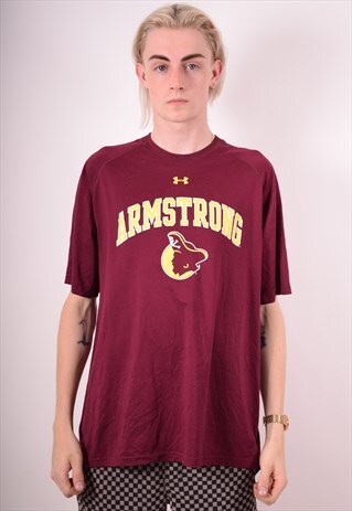 UNDER ARMOUR MENS VINTAGE T-SHIRT TOP XL MAROON 90S