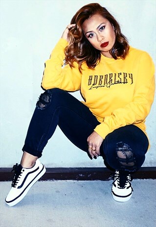 BORN RISKY APPAREL YELLOW EMBROIDERED SWEATSHIRT