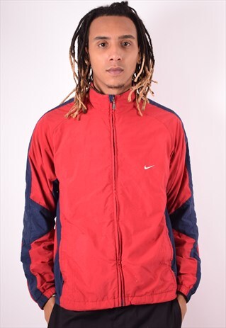 NIKE MENS VINTAGE TRACKSUIT TOP JACKET LARGE RED 90S