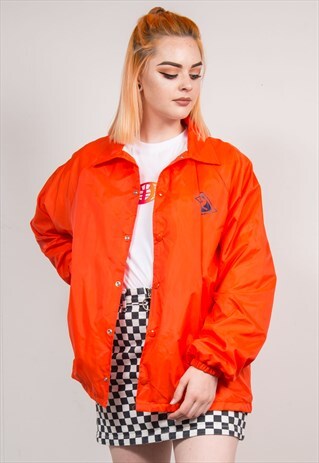 VINTAGE 90'S BRIGHT NEON ORANGE LIGHTWEIGHT COACH JACKET