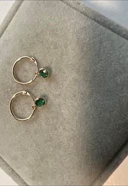 9CT Yellow Gold Drop Earrings with Emerald Green cz