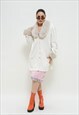 VINTAGE 80S FANCY PENNY LANE TEXTURED WHITE MINI COAT M