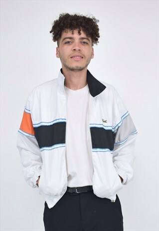 VINTAGE 90'S LACOSTE WHITE, BLUE, ORANGE & BLACK JACKET