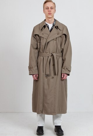 VINTAGE LIGHT BROWN QUATTRO LONG TRENCH COAT