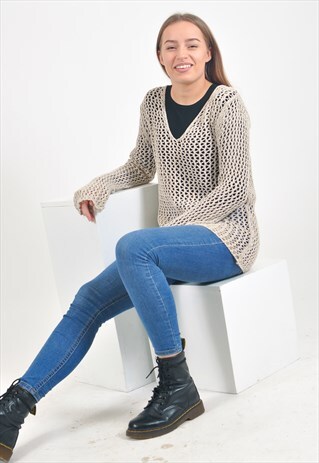 VINTAGE LONG SLEEVE CROCHETED BLOUSE