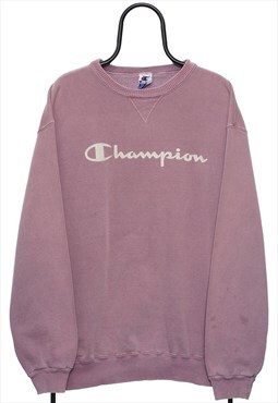 Vintage Champion 90s Spellout Pink Sweatshirt Mens