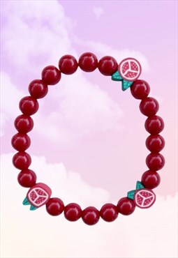 Pomegranates - Ruby Red Chalcedony Beaded Gemstone Bracelet