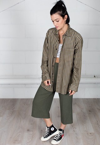 VINTAGE CHECK FLANNEL LONG SLEEVE UNISEX SHIRT