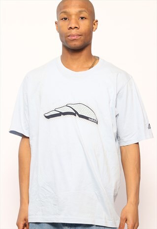 VINTAGE ADIDAS BIG LOGO T-SHIRT LIGHT BLUE