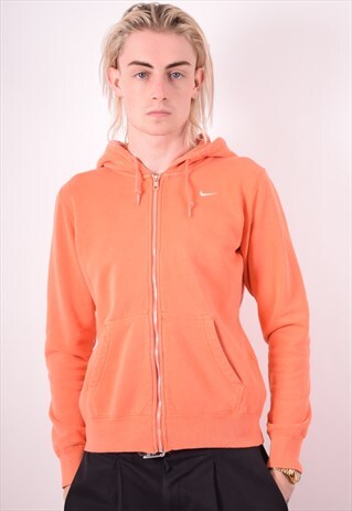 NIKE MENS VINTAGE HOODIE JACKET SMALL ORANGE 90S